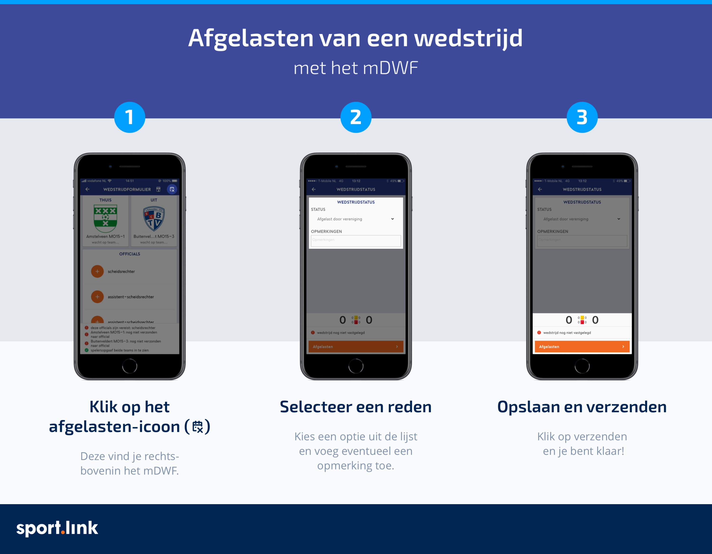 Afgelasten van een wedstrijd met het m DWF