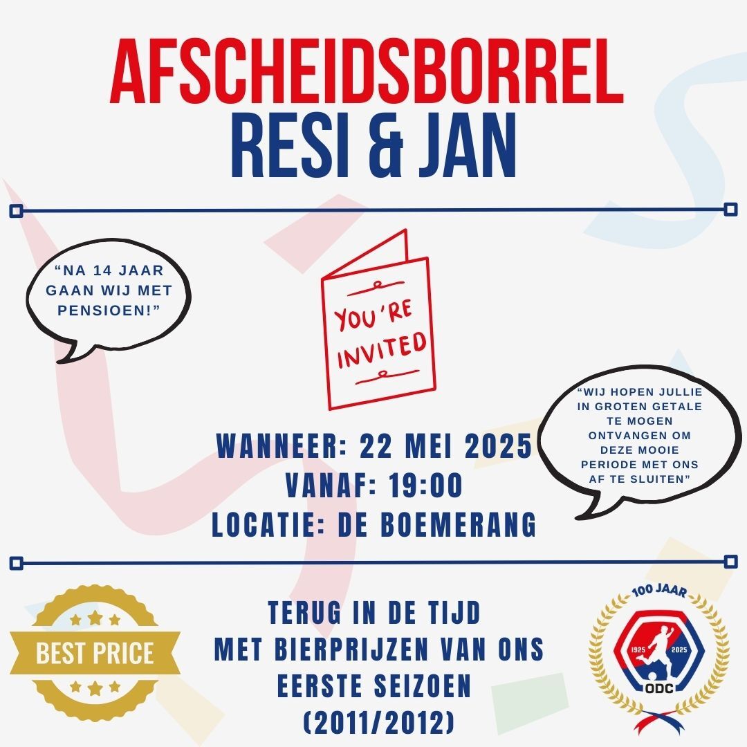 Uitnodiging afscheidsborrel Jan Resi